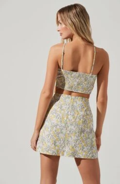 Covina Floral Side Slit Mini Skirt 12 Covina Floral Side Slit Mini Skirt -Astr The Label Shop ACS9096B YELLOWMULTIFLORAL 1169