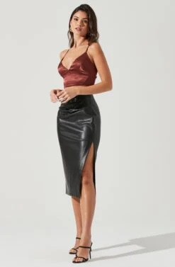 Melody Faux Leather Midi Skirt 14 Melody Faux Leather Midi Skirt -Astr The Label Shop ACS9099 BLACK 1873