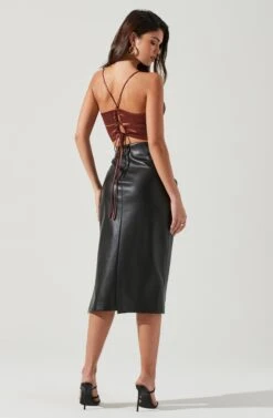 Melody Faux Leather Midi Skirt 16 Melody Faux Leather Midi Skirt -Astr The Label Shop ACS9099 BLACK 1882