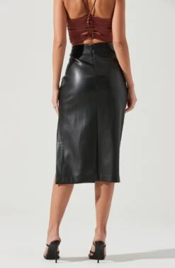 Melody Faux Leather Midi Skirt 15 Melody Faux Leather Midi Skirt -Astr The Label Shop ACS9099 BLACK 1886