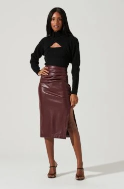 Melody Faux Leather Midi Skirt 17 Melody Faux Leather Midi Skirt -Astr The Label Shop ACS9099 WINE 0898