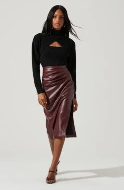 Melody Faux Leather Midi Skirt 19 Melody Faux Leather Midi Skirt -Astr The Label Shop ACS9099 WINE 0902