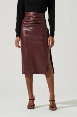 Melody Faux Leather Midi Skirt 18 Melody Faux Leather Midi Skirt -Astr The Label Shop ACS9099 WINE 0908