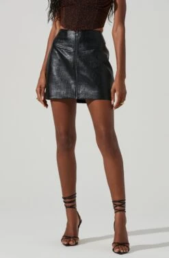 Tracy Faux Leather Front Zip Skirt -Astr The Label Shop ACS9101 BLACK 4