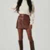 Tracy Faux Leather Front Zip Skirt -Astr The Label Shop ACS9101 BROWN 2