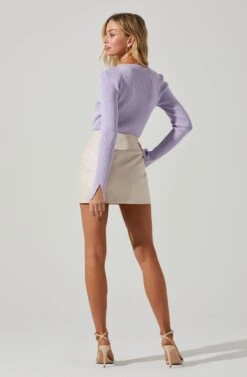 Tracy Faux Leather Front Zip Skirt -Astr The Label Shop ACS9101 CREAM 5