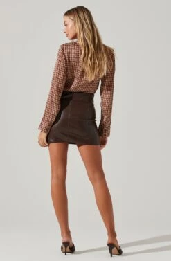 Veruca Faux Leather Mini Skirt 22 Veruca Faux Leather Mini Skirt -Astr The Label Shop ACS9105 DARKBROWN 4