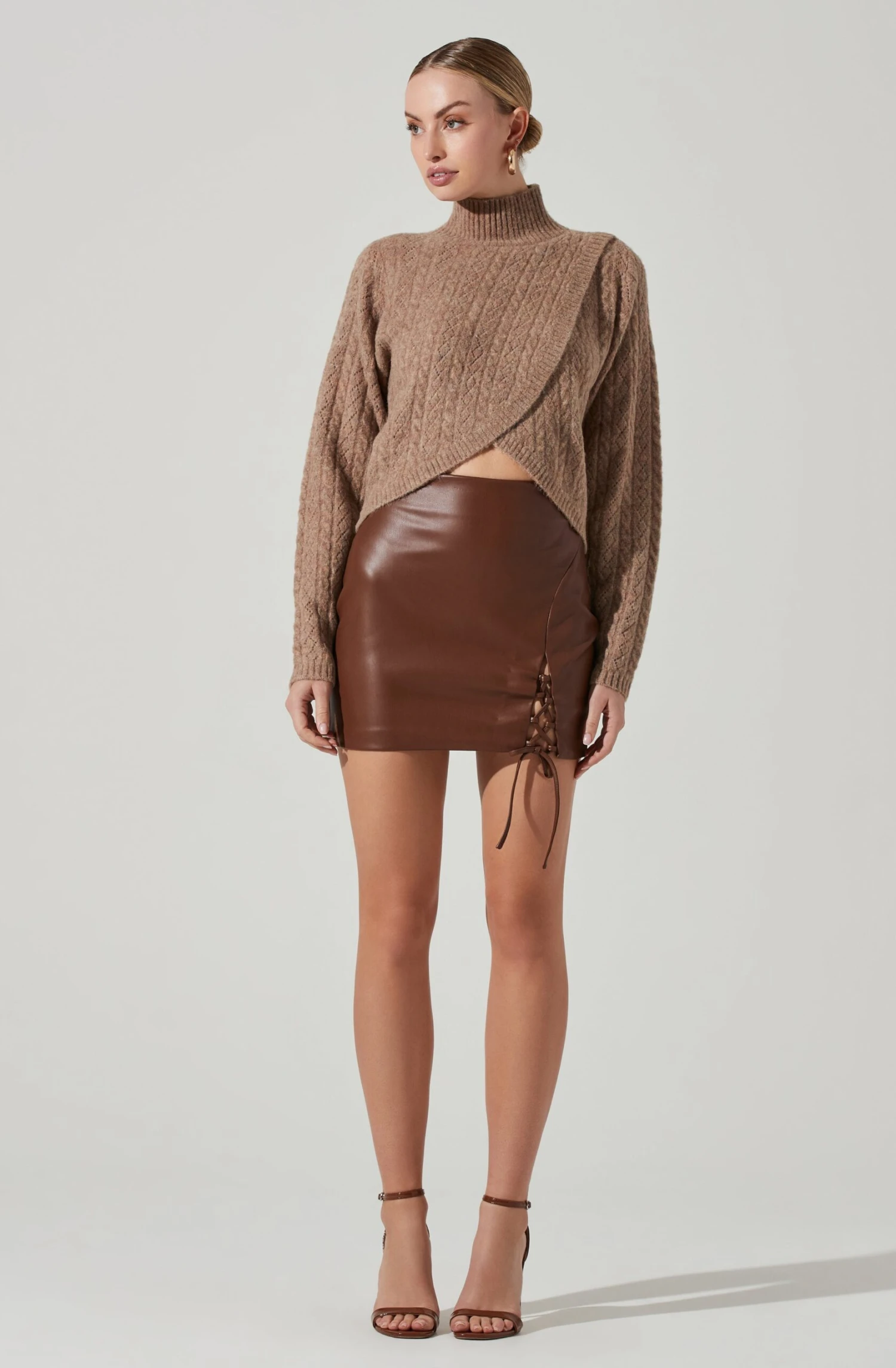 Atwell Faux Leather Lace Up Mini Skirt 3 Atwell Faux Leather Lace Up Mini Skirt