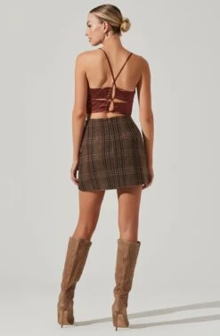 Brina Plaid Mini Skirt 18 Brina Plaid Mini Skirt -Astr The Label Shop ACS9107 BROWNBLACKPLAID 14191