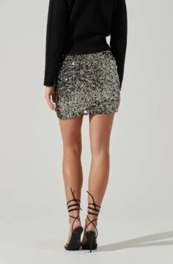 Milan Sequin Mini Skirt -Astr The Label Shop ACS9108 BLACKRAINBOW 4
