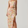 Loretta Abstract Print Midi Skirt -Astr The Label Shop ACS9111R MUSTARDPINKFLORAL 1