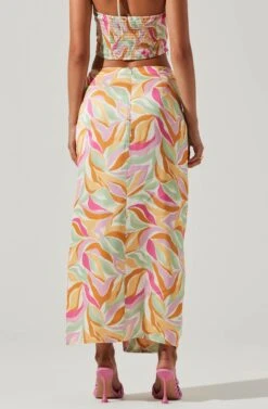 Loretta Abstract Print Midi Skirt -Astr The Label Shop ACS9111R MUSTARDPINKFLORAL 3