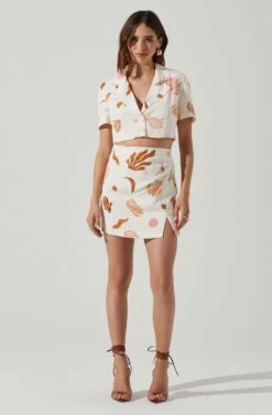 Arza Abstract Mini Skirt -Astr The Label Shop ACS9124P BROWNPINKCREAM 2