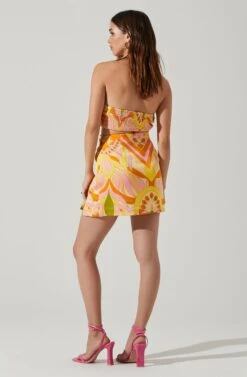 Arza Abstract Print Mini Skirt -Astr The Label Shop ACS9124 PINKORANGEMULTI 5