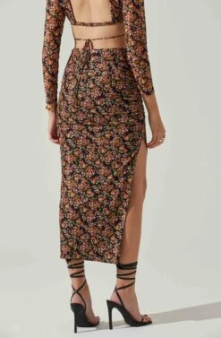 Louisa Floral Midi Skirt 10 Louisa Floral Midi Skirt -Astr The Label Shop ACS9132 BLACKORANGEMULTI 4