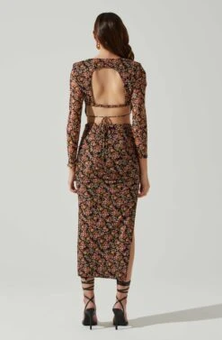 Louisa Floral Midi Skirt 11 Louisa Floral Midi Skirt -Astr The Label Shop ACS9132 BLACKORANGEMULTI 5