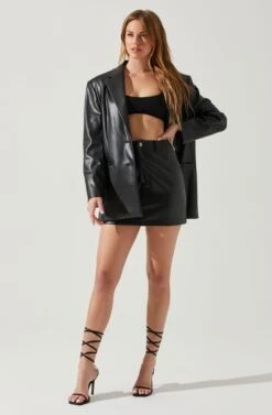 Ezra Faux Leather Mini Skirt 10 Ezra Faux Leather Mini Skirt -Astr The Label Shop ACS9135 BLACK 1