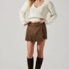 Theodora Pleated Mini Skirt -Astr The Label Shop ACS9141 BROWN 1