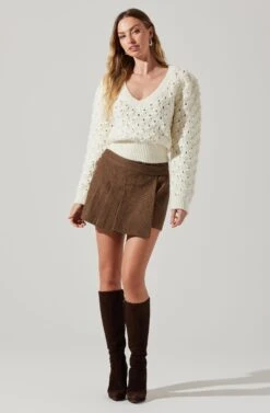 Theodora Pleated Mini Skirt -Astr The Label Shop ACS9141 BROWN 2