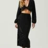 Cataleya Plisse Midi Skirt -Astr The Label Shop ACS9143 BLACK 1