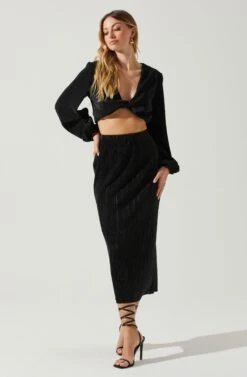 Cataleya Plisse Midi Skirt -Astr The Label Shop ACS9143 BLACK 2
