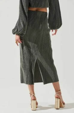 Cataleya Plisse Midi Skirt -Astr The Label Shop ACS9143 DARKSAGE 5