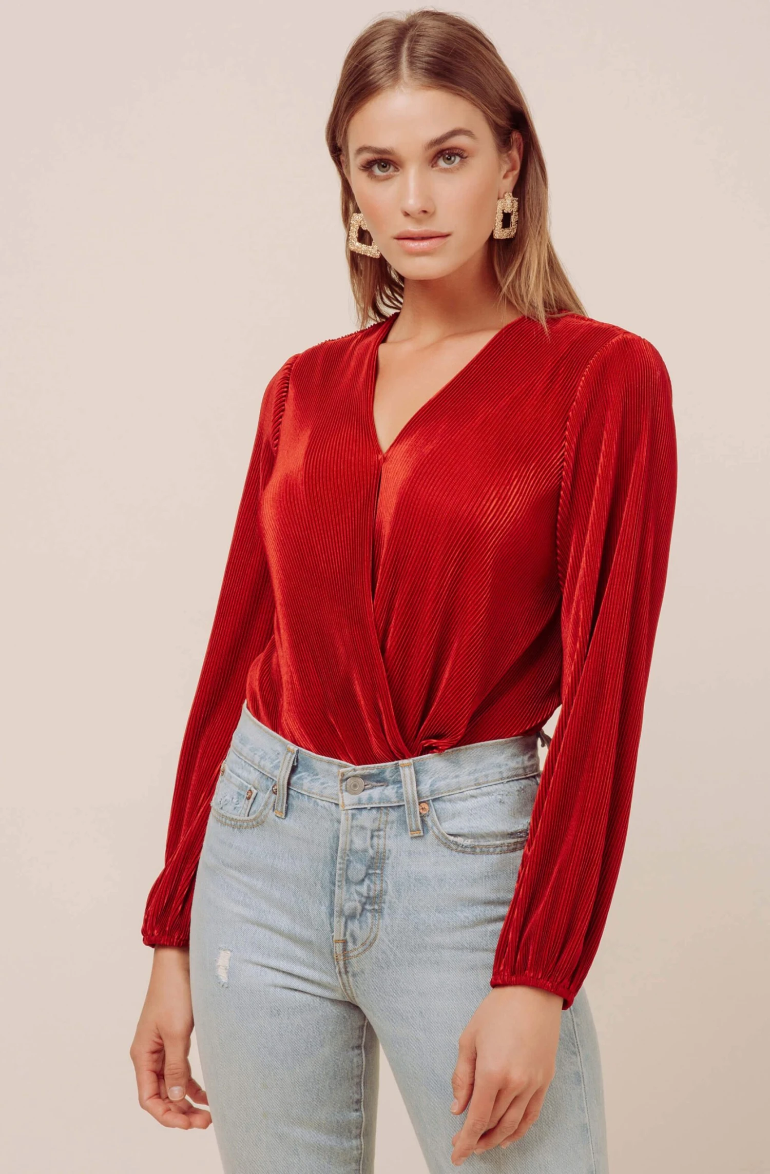 Long Sleeve Plisse Bodysuit 6 Long Sleeve Plisse Bodysuit - Image 4