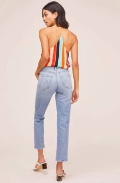 Amber Striped Bodysuit 10 Amber Striped Bodysuit -Astr The Label Shop ACT13386C AQUA ORANGE STRIPE 3A