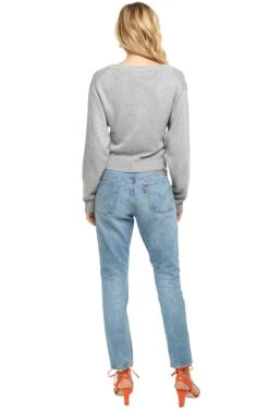 Twist Front V-Neck Sweater -Astr The Label Shop ACT13472 HEATHER GREY 03 62730381 1ee4 445a 97f1 87b553c9719a