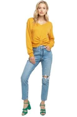 Twist Front V-Neck Sweater -Astr The Label Shop ACT13472 MUSTARD 01 cde2209d 4267 4776 bd16 219a06dd9a1d
