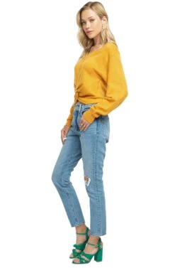 Twist Front V-Neck Sweater -Astr The Label Shop ACT13472 MUSTARD 02 da89f748 134d 456b af06 51e56299095a
