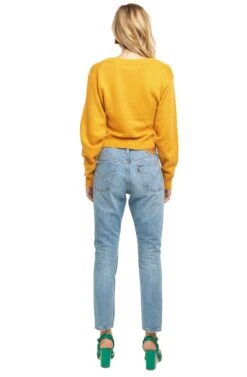 Twist Front V-Neck Sweater -Astr The Label Shop ACT13472 MUSTARD 03 9371539a 5fa3 45bd a260 d79791a09036