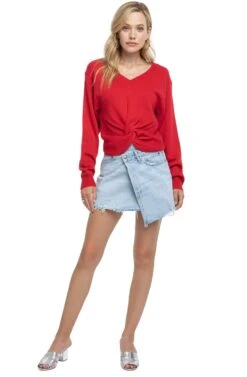 Twist Front V-Neck Sweater -Astr The Label Shop ACT13472 RED 01 9c872d27 e124 44d6 a630 a589ba3830fc