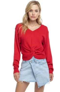 Twist Front V-Neck Sweater -Astr The Label Shop ACT13472 RED 04 ab576951 de69 4eaf 9a20 db682614a9c2