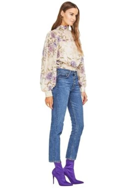 Rhonda Top -Astr The Label Shop ACT13795 CREAM LILAC FLORAL 02