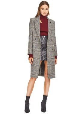 Kensington Coat -Astr The Label Shop ACT13910 BLACK MUSTARD PLAID 01