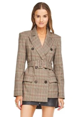 Emerson Blazer -Astr The Label Shop ACT15012 TAUPE RED PLAID 00