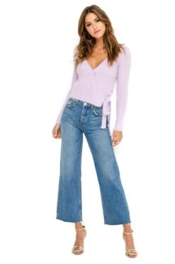 Wrap Front Fuzzy Sweater 15 Wrap Front Fuzzy Sweater -Astr The Label Shop ACT15013 LAVENDER FROST 01