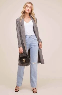 Oversized Coat -Astr The Label Shop ACT15149 BLACK BROWN PLAID 1