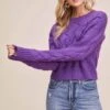3D Basketweave Knit Sweater 2 3D Basketweave Knit Sweater -Astr The Label Shop ACT15243 PURPLE 3