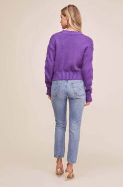 3D Basketweave Knit Sweater -Astr The Label Shop ACT15243 PURPLE 5