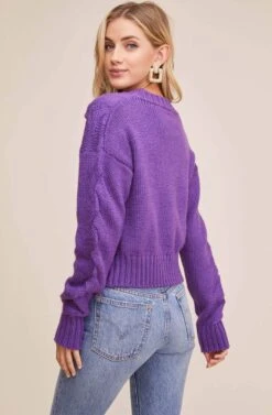 3D Basketweave Knit Sweater -Astr The Label Shop ACT15243 PURPLE 6