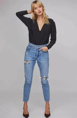 Maia Wrap Bodysuit -Astr The Label Shop ACT15293B BLACK 1A