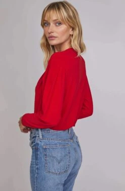 Maia Wrap Bodysuit -Astr The Label Shop ACT15293B VIBRANT RED 4A