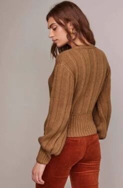 Evie Wrap Sweater 17 Evie Wrap Sweater -Astr The Label Shop ACT15325 CAMEL 4