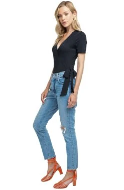 Wyatt Wrap Bodysuit 20 Wyatt Wrap Bodysuit -Astr The Label Shop ACT15332 BLACK 2