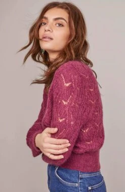 Audra Pointelle Sweater 8 Audra Pointelle Sweater -Astr The Label Shop ACT15454 PLUM 2A
