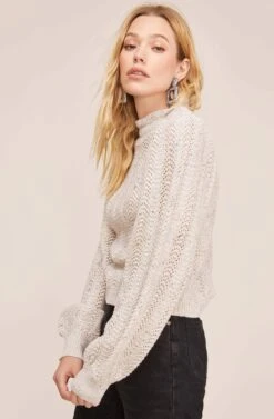 Brynn Mock Neck Sweater -Astr The Label Shop ACT15512 CREAM MULTI 4
