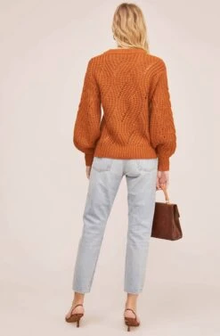 Dora Pointelle Sweater -Astr The Label Shop ACT15514 DARK APRICOT 4