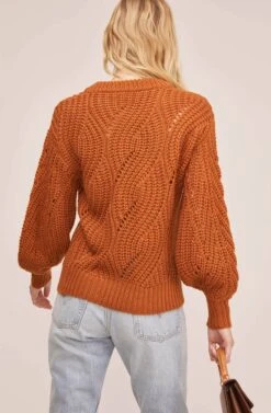 Dora Pointelle Sweater -Astr The Label Shop ACT15514 DARK APRICOT 5